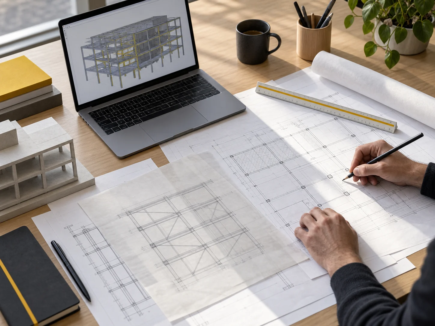 Stabiliteitsplannen en digitaal draagstructuurmodel op de werktafel